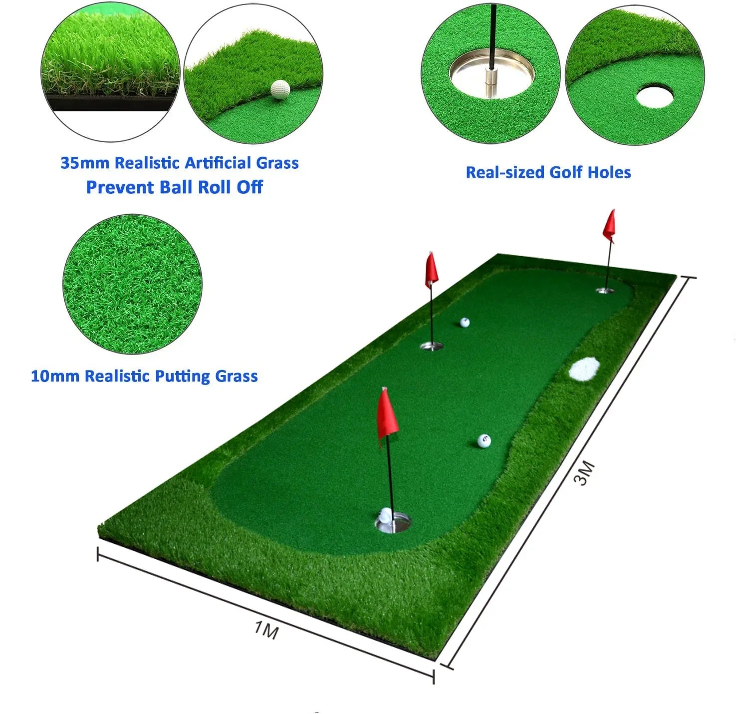 Custom 18 Holes Artificial Grass Golf Putting Mat Mini Golf Course Practice Equipment Training Aids Putting Green