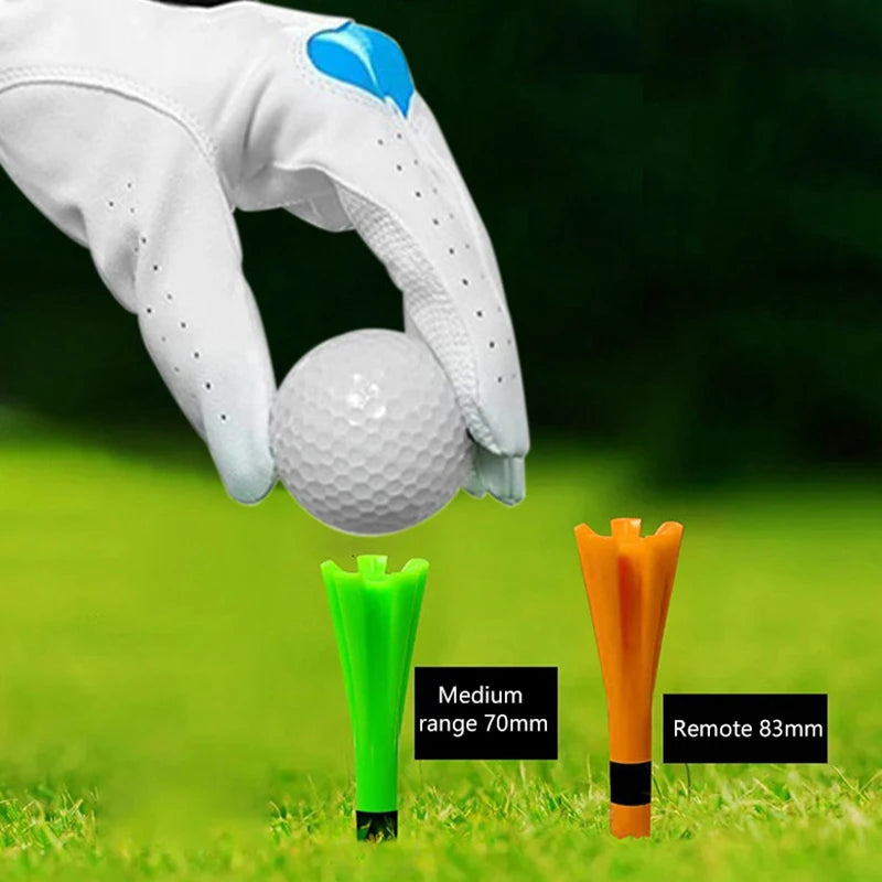 50Pcs Golf Tees Plastic Unbreakable 5 Prongs Head Tee With Stripe Markers 83mm70mm Long Ball Holder Low Friction Less Resistance