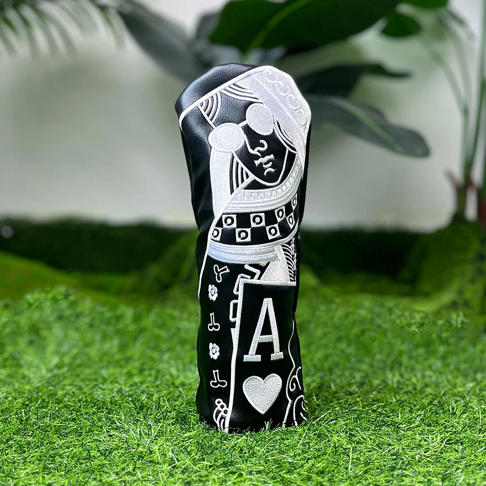 King / Queen Card Head Cover - 4 Piece Set or 1 Piece - Driver Woods, Hybrids