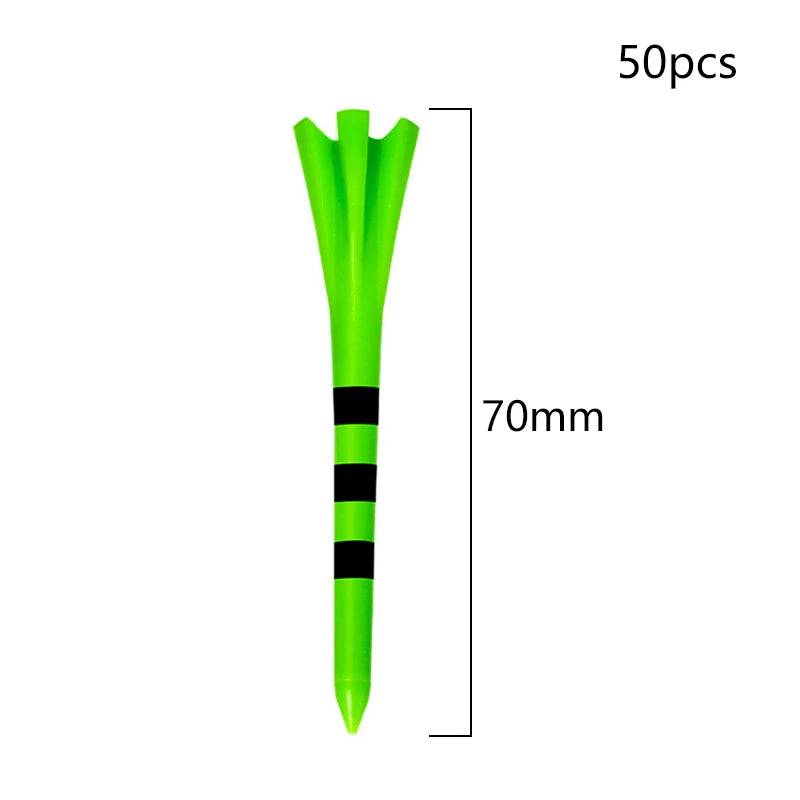 50Pcs Golf Tees Plastic Unbreakable 5 Prongs Head Tee With Stripe Markers 83mm70mm Long Ball Holder Low Friction Less Resistance