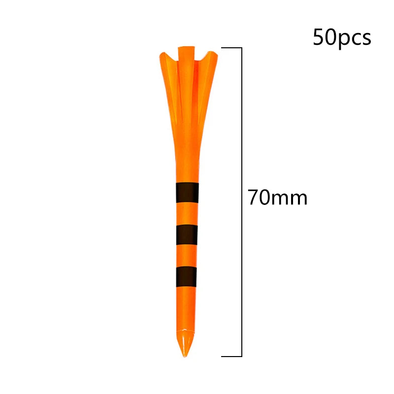 50Pcs Golf Tees Plastic Unbreakable 5 Prongs Head Tee With Stripe Markers 83mm70mm Long Ball Holder Low Friction Less Resistance