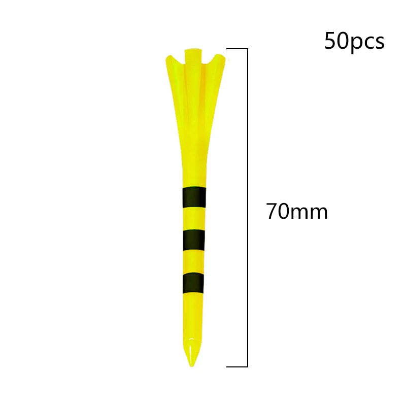 50Pcs Golf Tees Plastic Unbreakable 5 Prongs Head Tee With Stripe Markers 83mm70mm Long Ball Holder Low Friction Less Resistance
