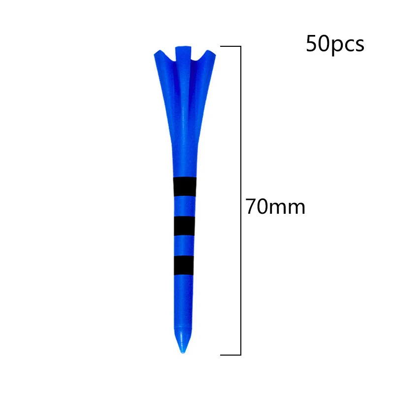 50Pcs Golf Tees Plastic Unbreakable 5 Prongs Head Tee With Stripe Markers 83mm70mm Long Ball Holder Low Friction Less Resistance