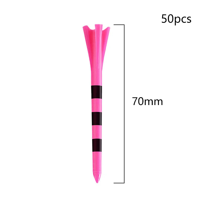 50Pcs Golf Tees Plastic Unbreakable 5 Prongs Head Tee With Stripe Markers 83mm70mm Long Ball Holder Low Friction Less Resistance