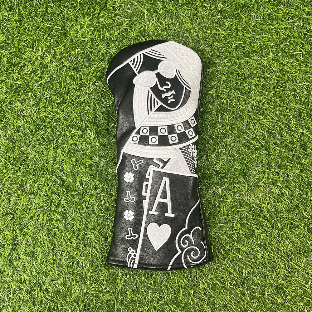 King / Queen Card Head Cover - 4 Piece Set or 1 Piece - Driver Woods, Hybrids