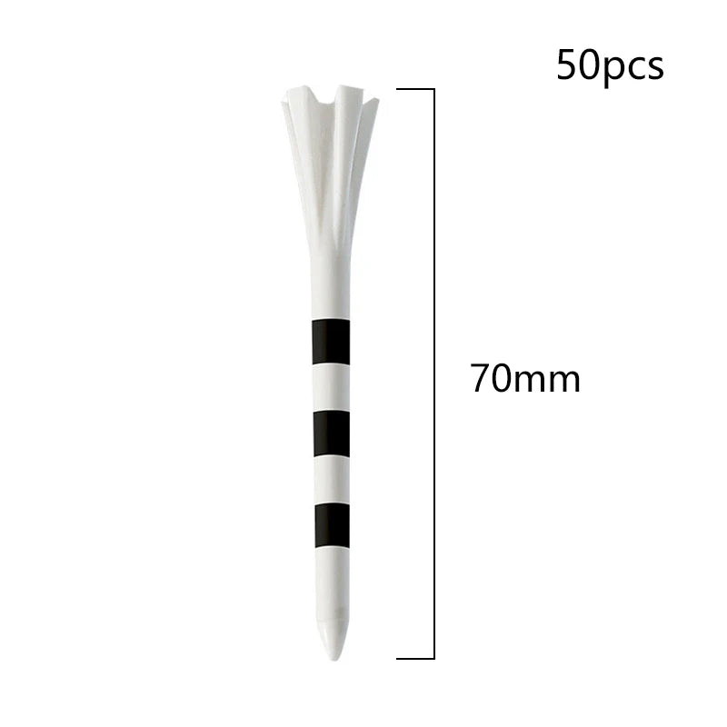 50Pcs Golf Tees Plastic Unbreakable 5 Prongs Head Tee With Stripe Markers 83mm70mm Long Ball Holder Low Friction Less Resistance