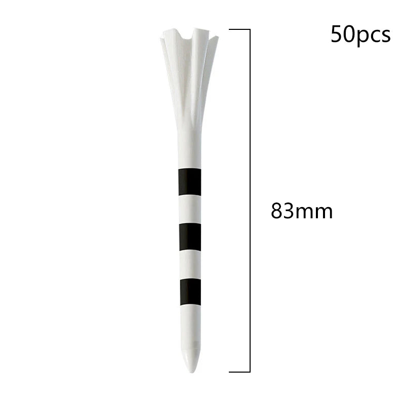 50Pcs Golf Tees Plastic Unbreakable 5 Prongs Head Tee With Stripe Markers 83mm70mm Long Ball Holder Low Friction Less Resistance