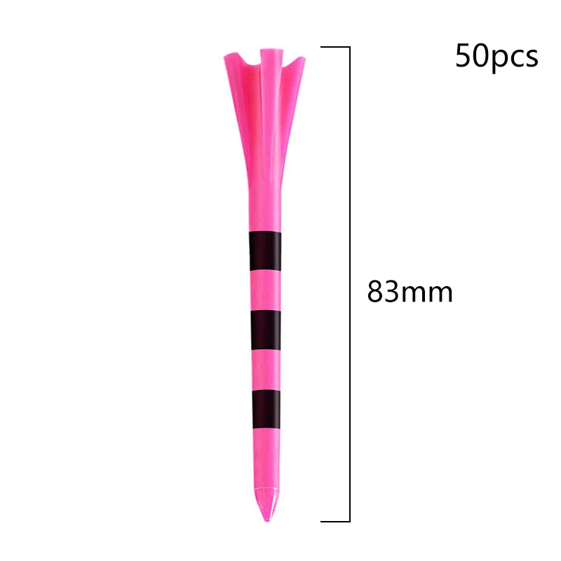 50Pcs Golf Tees Plastic Unbreakable 5 Prongs Head Tee With Stripe Markers 83mm70mm Long Ball Holder Low Friction Less Resistance