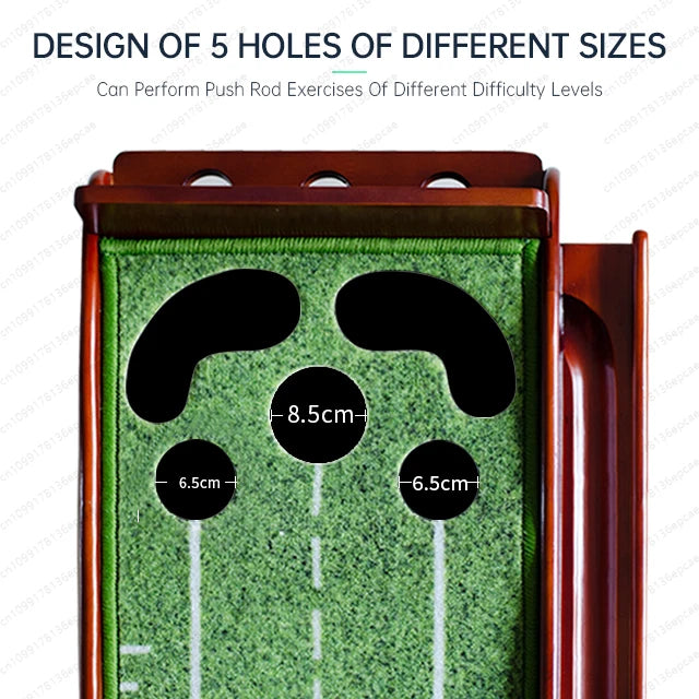 Outdoor/Indoor 5-Hole Red Wood Putting Mat