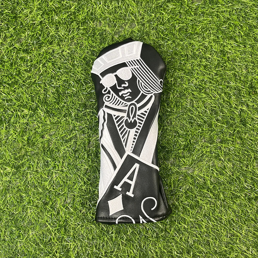 King / Queen Card Head Cover - 4 Piece Set or 1 Piece - Driver Woods, Hybrids