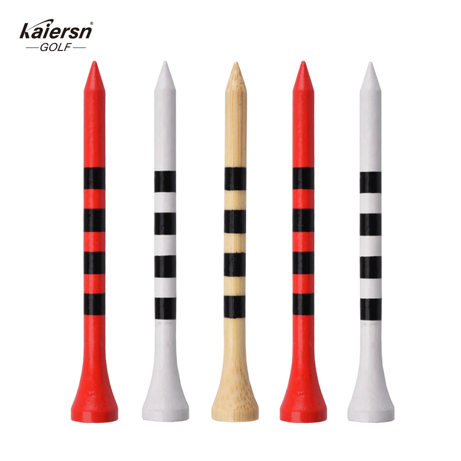 Kaiersn 50pcs Professional Bamboo Golf Tees 5X Stronger Than Wooden Tees for Irons Drivers Hybrids Perfect for Practice & Game