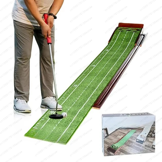 Outdoor/Indoor 5-Hole Red Wood Putting Mat