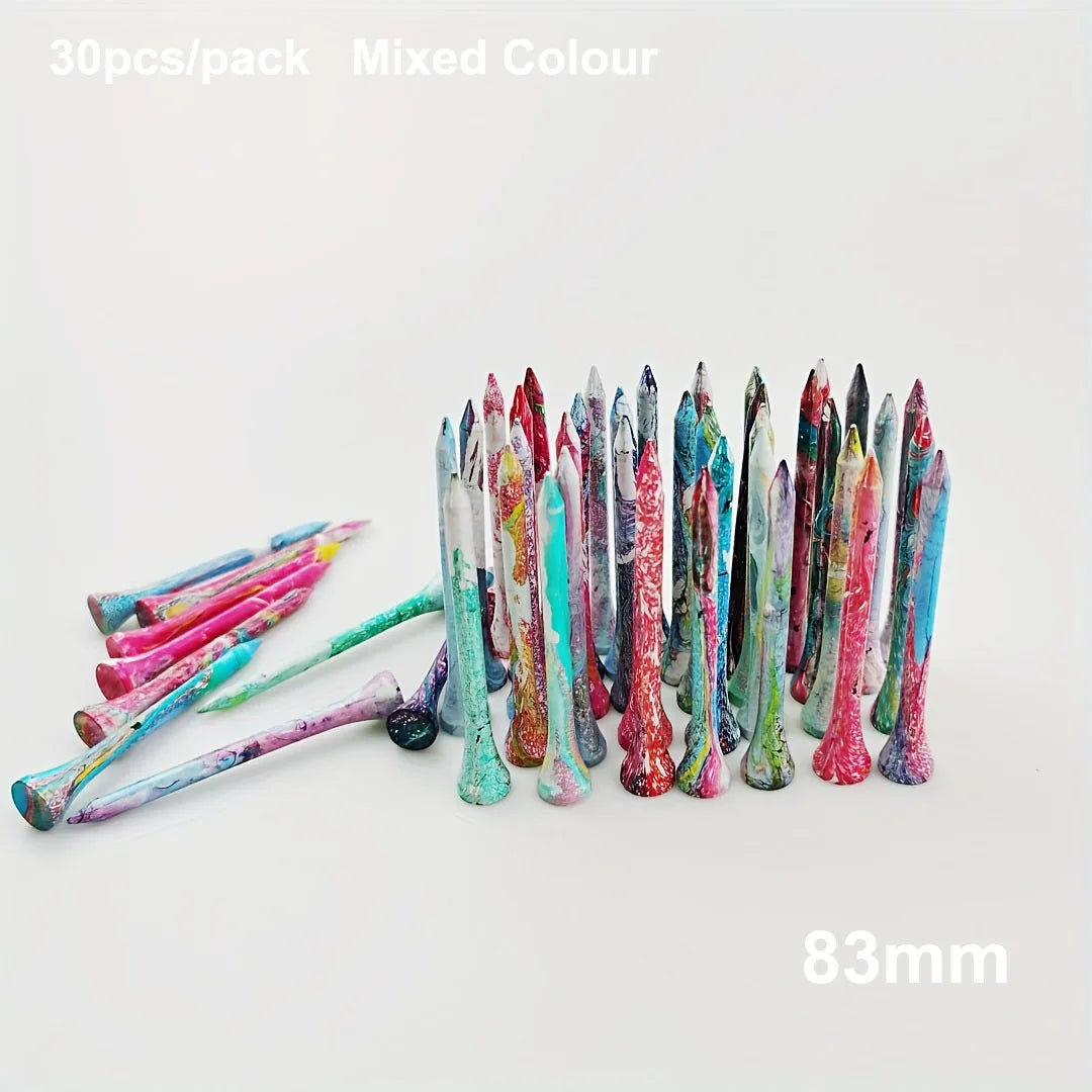 30Pcs New Golf Tee Dazzling Colorful Wood Tees 83mm/70mm Nail Seat  Golf Ball Stand Golf Practice Accessories MT-012