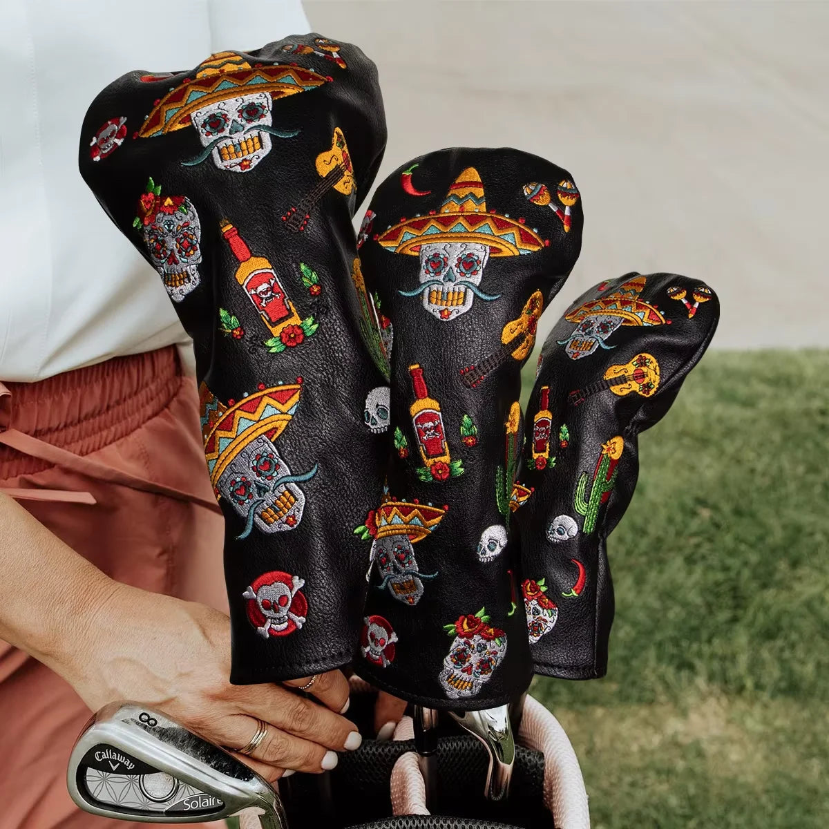 Día de los Muertos Head Covers - 3 Piece Set or 1 Piece - Driver, Wood, Hybrid