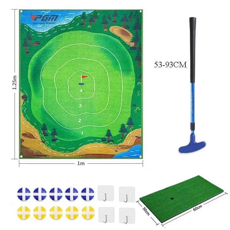 PGM DJD040 Indoor Mini Golf Suspended Dartboard Practice Outdoor Training Aid Trainer Golf Hitting Mat with Clubs
