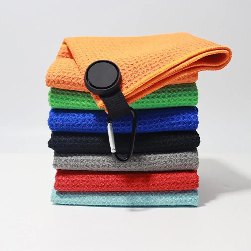 Magnetic Microfiber Golf Towel with Carabiner Towel Waffle Pattern Golf Club Ball Cleaning Cloth Golf Accessories Golfer Gift