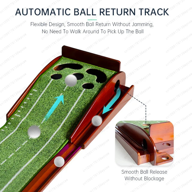 Outdoor/Indoor 5-Hole Red Wood Putting Mat
