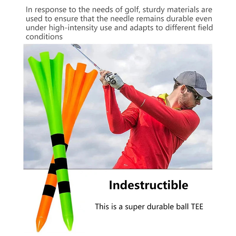 50Pcs Golf Tees Plastic Unbreakable 5 Prongs Head Tee With Stripe Markers 83mm70mm Long Ball Holder Low Friction Less Resistance