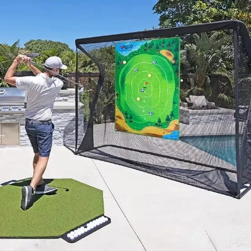 PGM DJD040 Indoor Mini Golf Suspended Dartboard Practice Outdoor Training Aid Trainer Golf Hitting Mat with Clubs