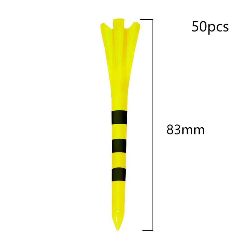 50Pcs Golf Tees Plastic Unbreakable 5 Prongs Head Tee With Stripe Markers 83mm70mm Long Ball Holder Low Friction Less Resistance