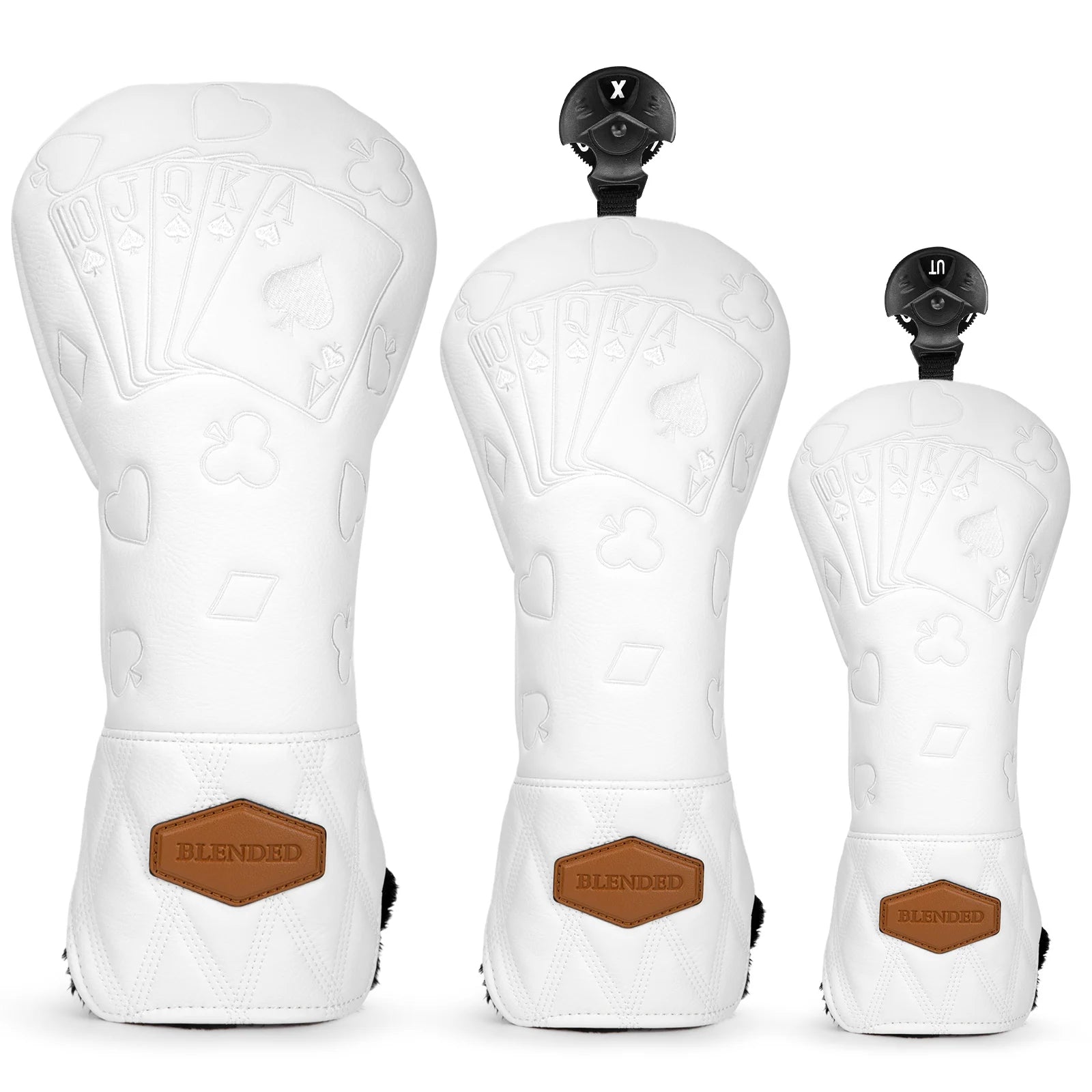White Leather Poker Deck - 3 Piece Set or 1 Piece - Driver, Wood, Hybrid