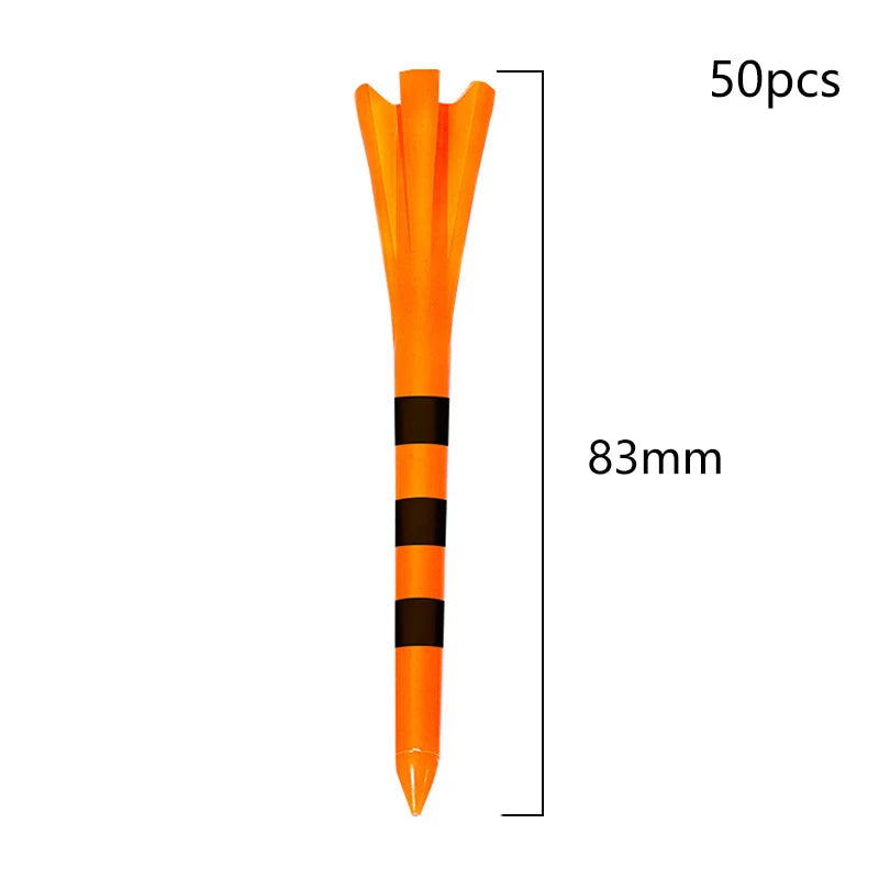 50Pcs Golf Tees Plastic Unbreakable 5 Prongs Head Tee With Stripe Markers 83mm70mm Long Ball Holder Low Friction Less Resistance