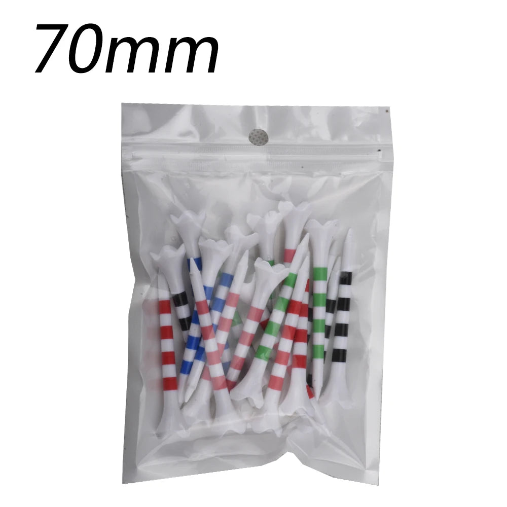 【20pcs】70mm/83mm Colored Striped Golf Tee - Durable Four-fork Plastic Golf Tee Set - High-end Golf Accessories for Men and Women