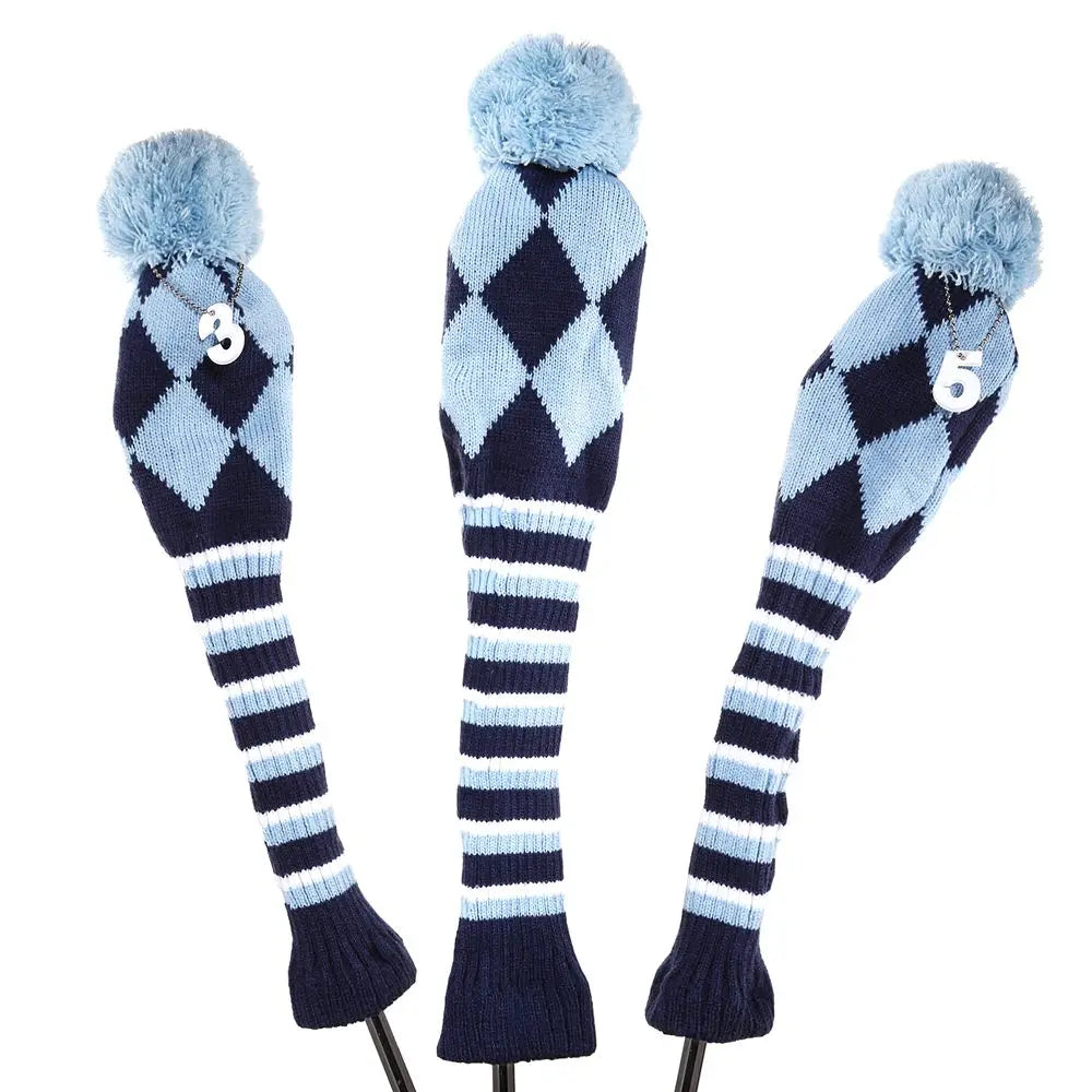 Colored Knitted Head Covers - 3 Piece Sets - Driver, Wood, Hybrid