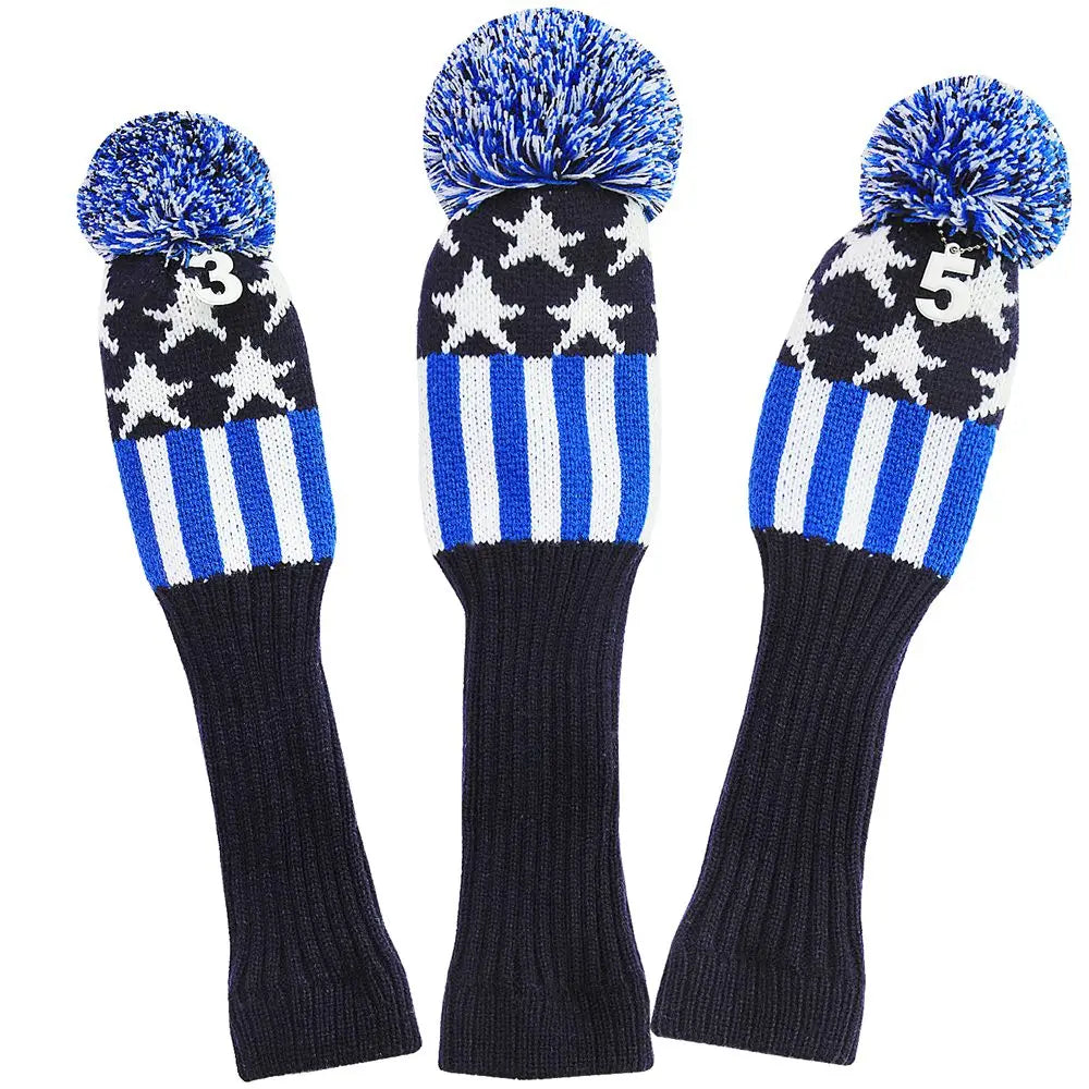 Colored Knitted Head Covers - 3 Piece Sets - Driver, Wood, Hybrid