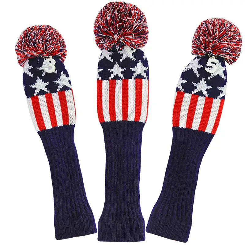 Colored Knitted Head Covers - 3 Piece Sets - Driver, Wood, Hybrid