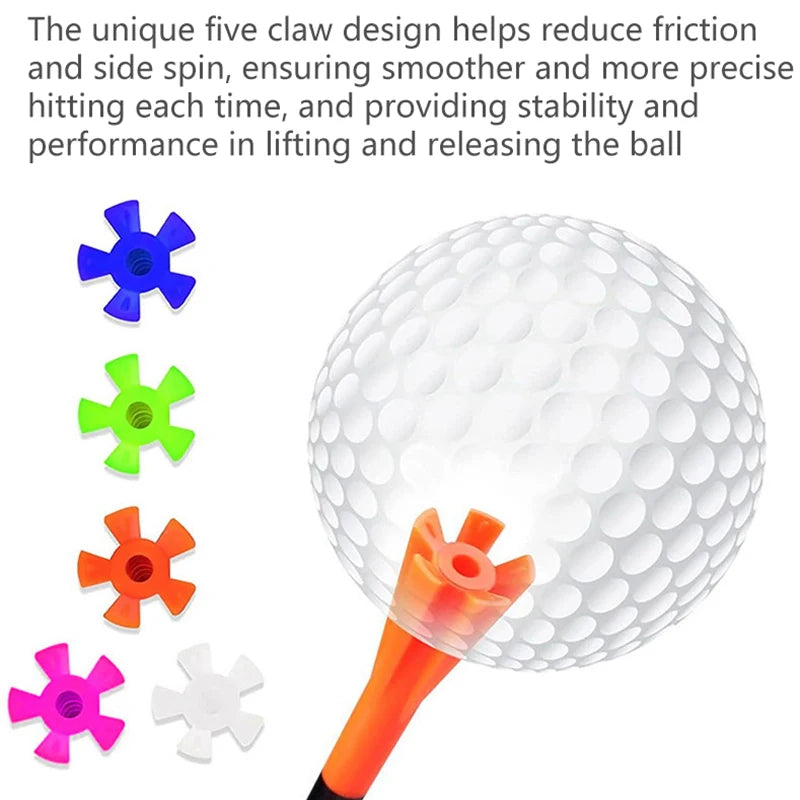 50Pcs Golf Tees Plastic Unbreakable 5 Prongs Head Tee With Stripe Markers 83mm70mm Long Ball Holder Low Friction Less Resistance