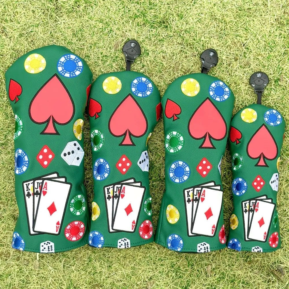 Tha Gambler Head Covers - 4 Piece Set or 1 Piece - Driver, Woods, Hybrids