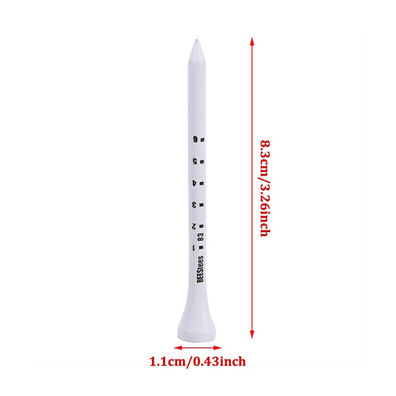 50PCS Professional Golf Tees 83mm White Golf Wood Tee Scale Golf Tees〔CC33〕