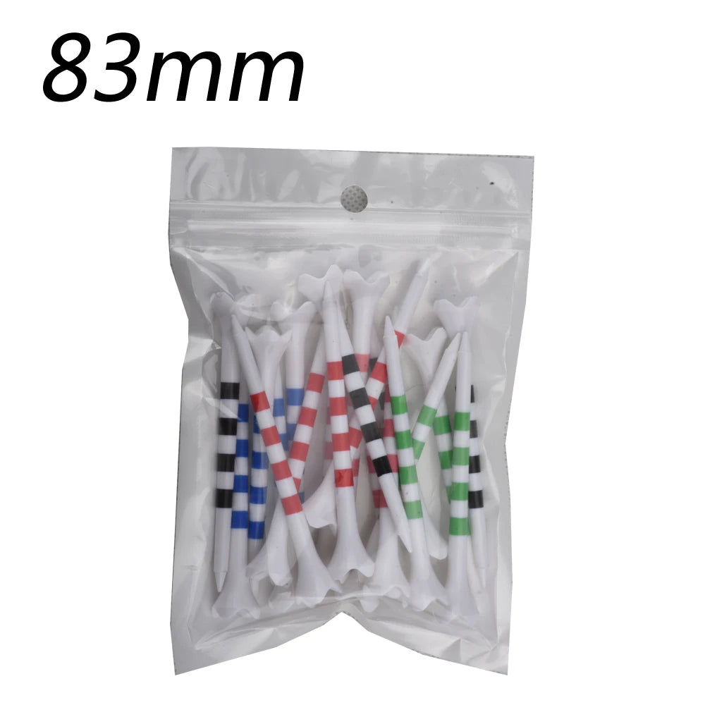 【20pcs】70mm/83mm Colored Striped Golf Tee - Durable Four-fork Plastic Golf Tee Set - High-end Golf Accessories for Men and Women