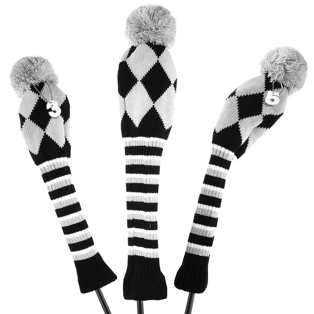 Colored Knitted Head Covers - 3 Piece Sets - Driver, Wood, Hybrid