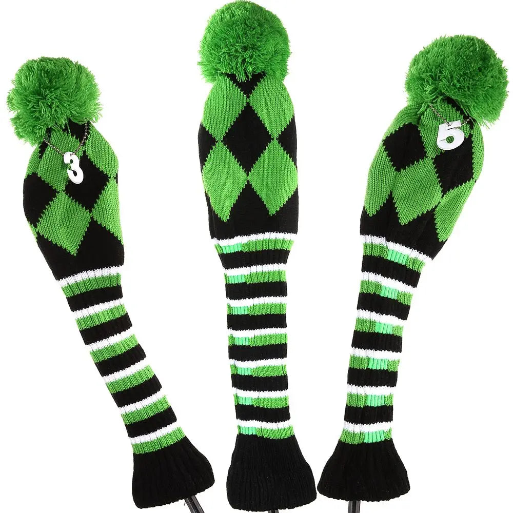 Colored Knitted Head Covers - 3 Piece Sets - Driver, Wood, Hybrid
