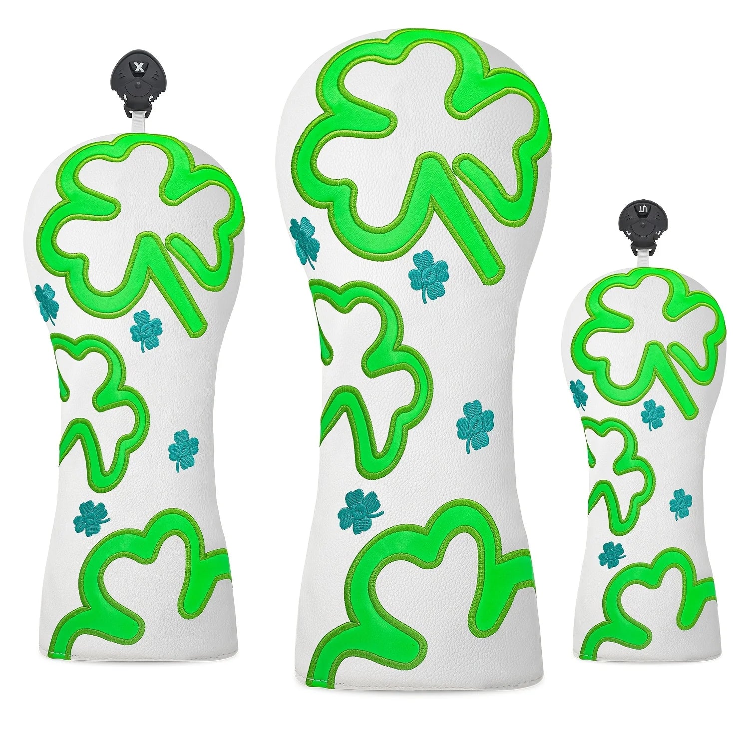 Lucky Clover Head Covers - 3 Piece Set or 1 Piece - Driver, Wood, Hybrid