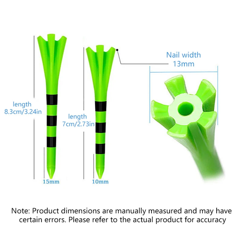 50Pcs Golf Tees Plastic Unbreakable 5 Prongs Head Tee With Stripe Markers 83mm70mm Long Ball Holder Low Friction Less Resistance