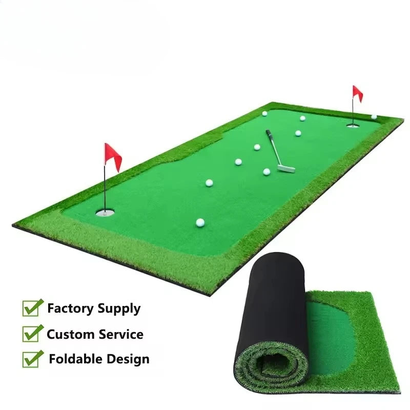 Custom 18 Holes Artificial Grass Golf Putting Mat Mini Golf Course Practice Equipment Training Aids Putting Green