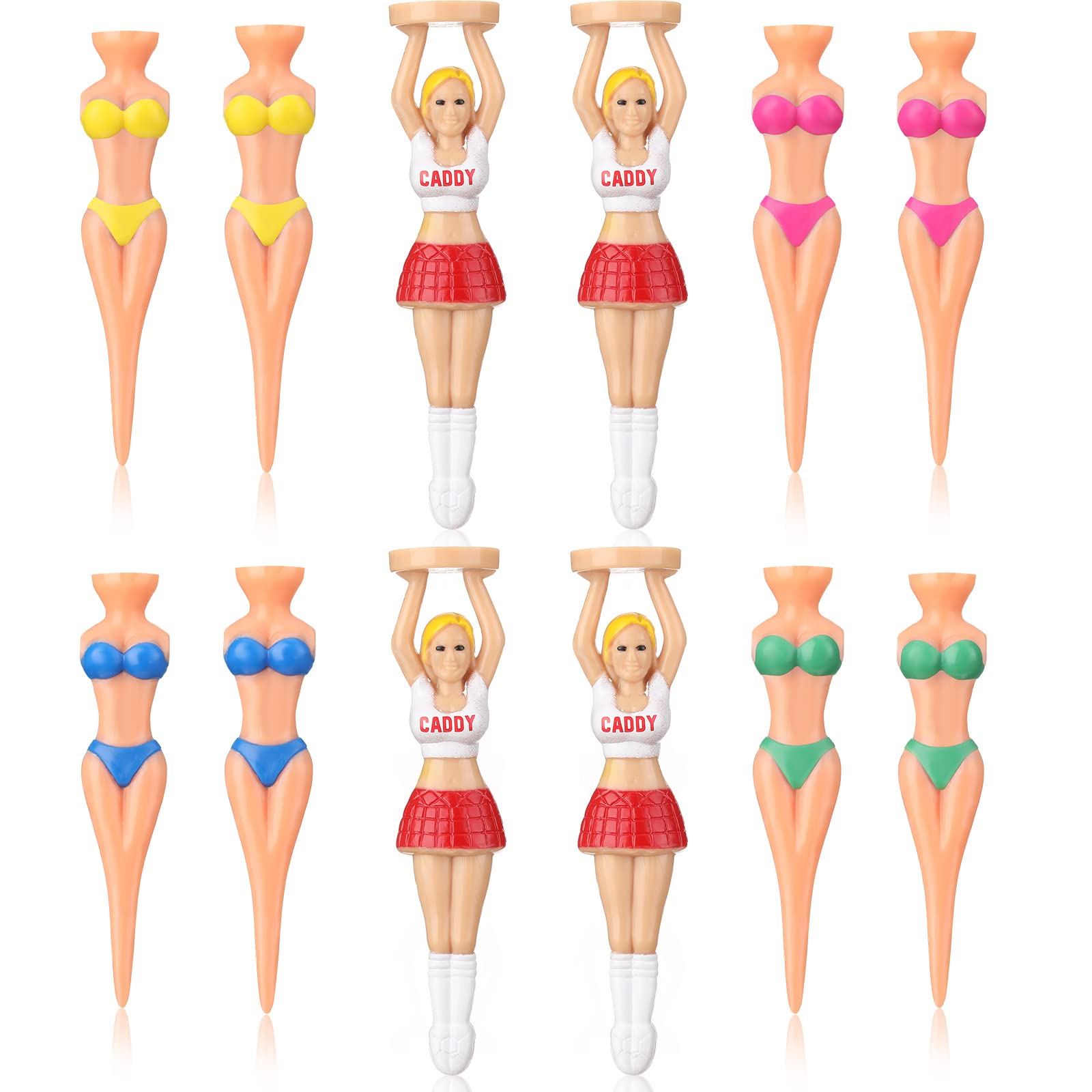12-Pack Bikini Style Golf Tees - Colorful & Fun Plastic Tees