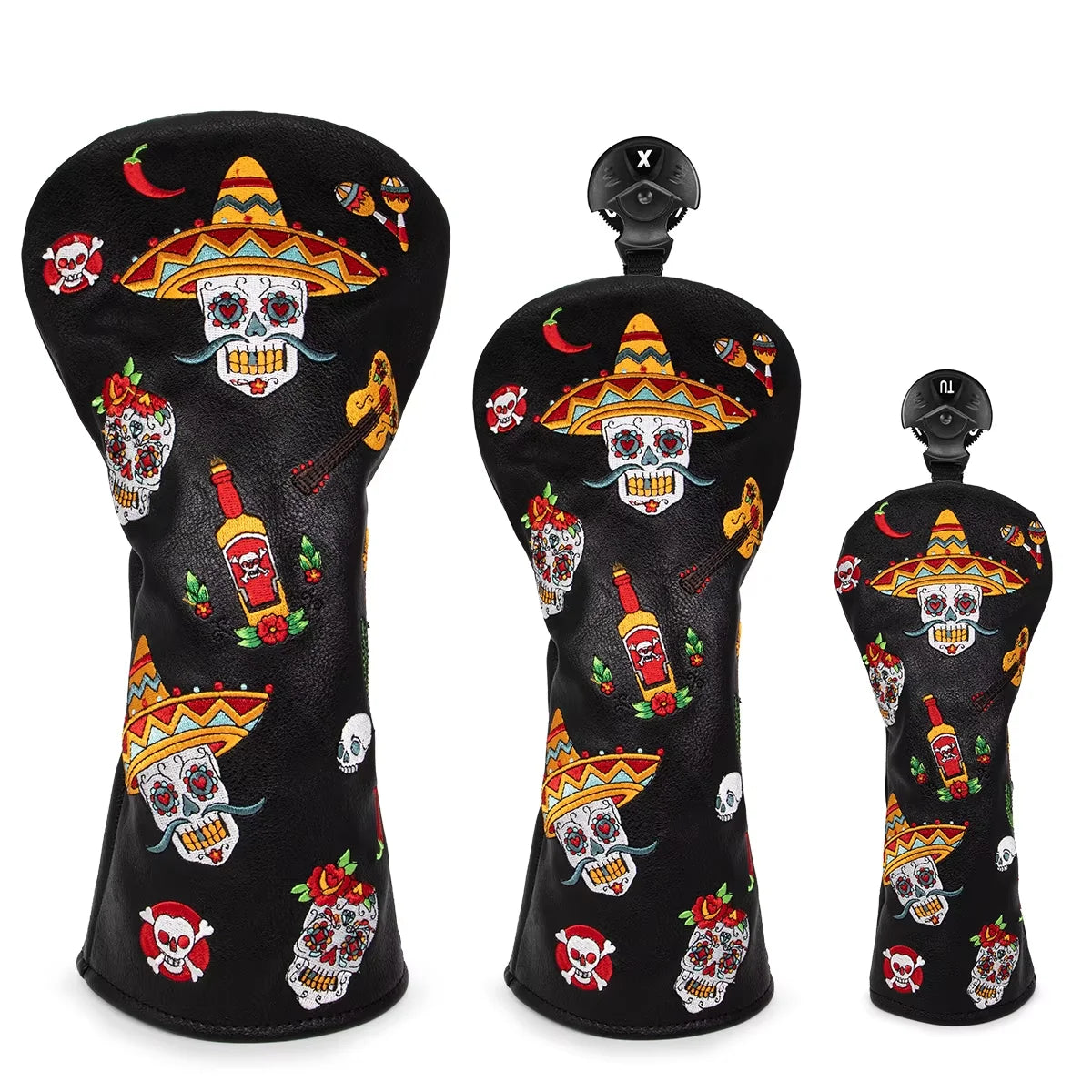 Día de los Muertos Head Covers - 3 Piece Set or 1 Piece - Driver, Wood, Hybrid